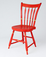 Copy of a Kentucky side chair in vermilion and gold leaf (based on paint analysis by Colonial Williamsburg).